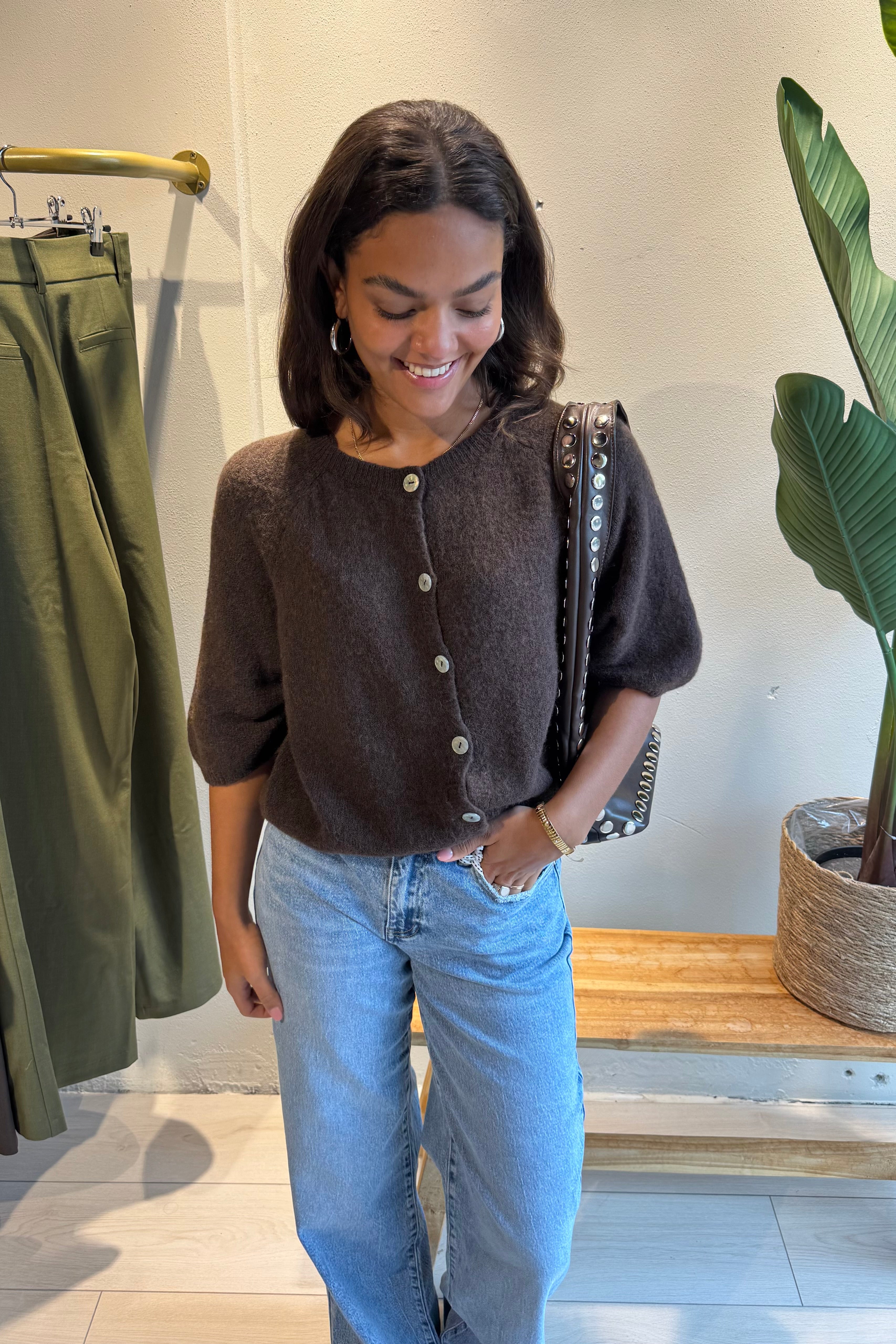 Elle vestje donkerbruin