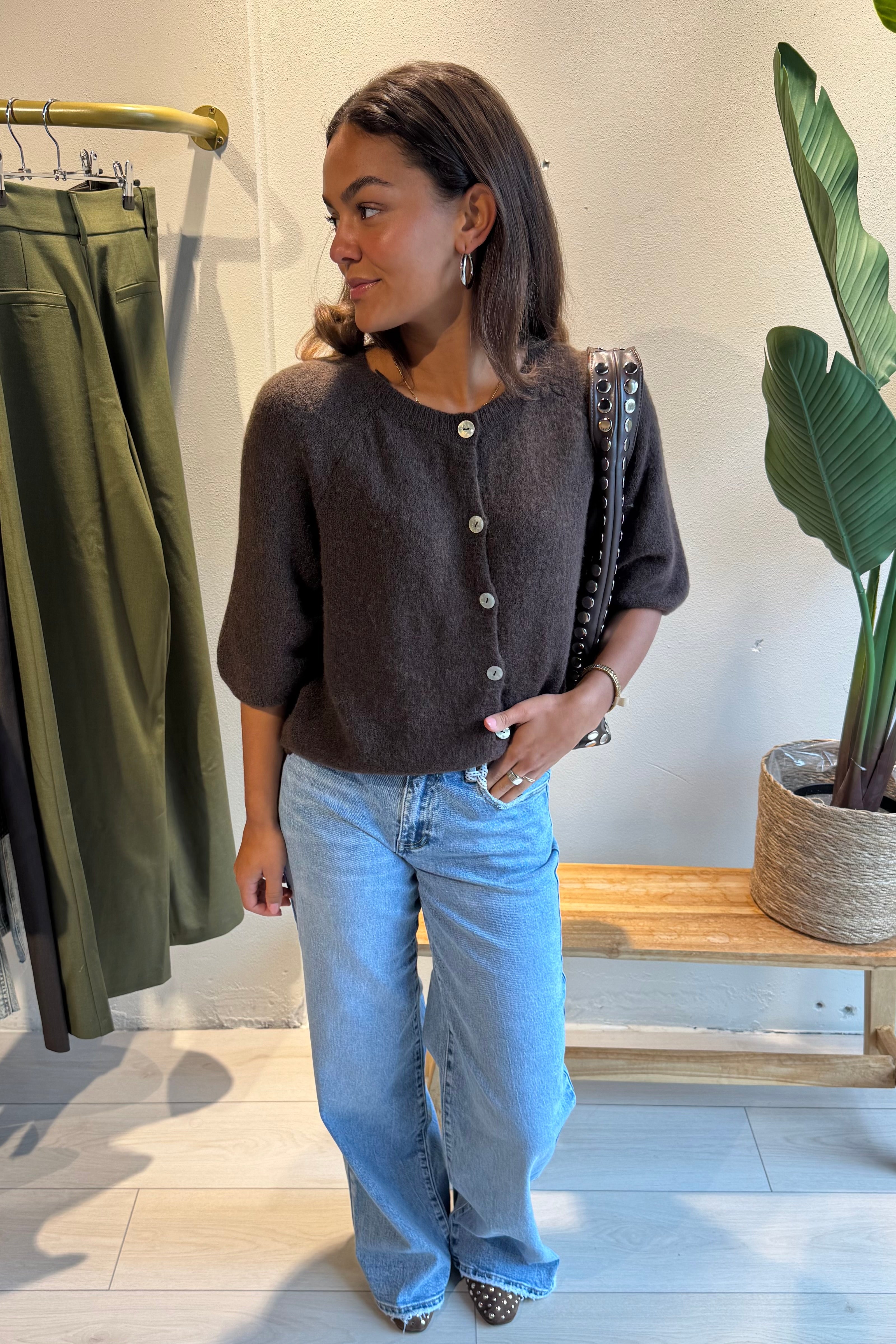 Elle vestje donkerbruin