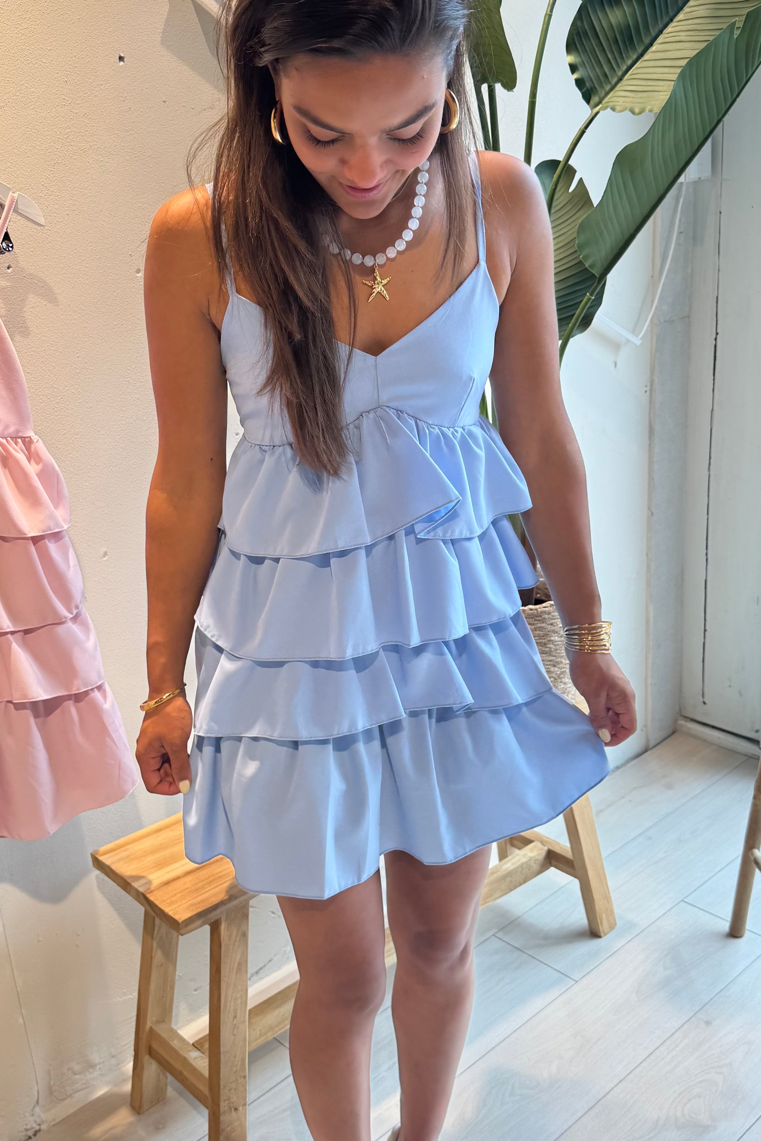 Ruffle jurk blauw