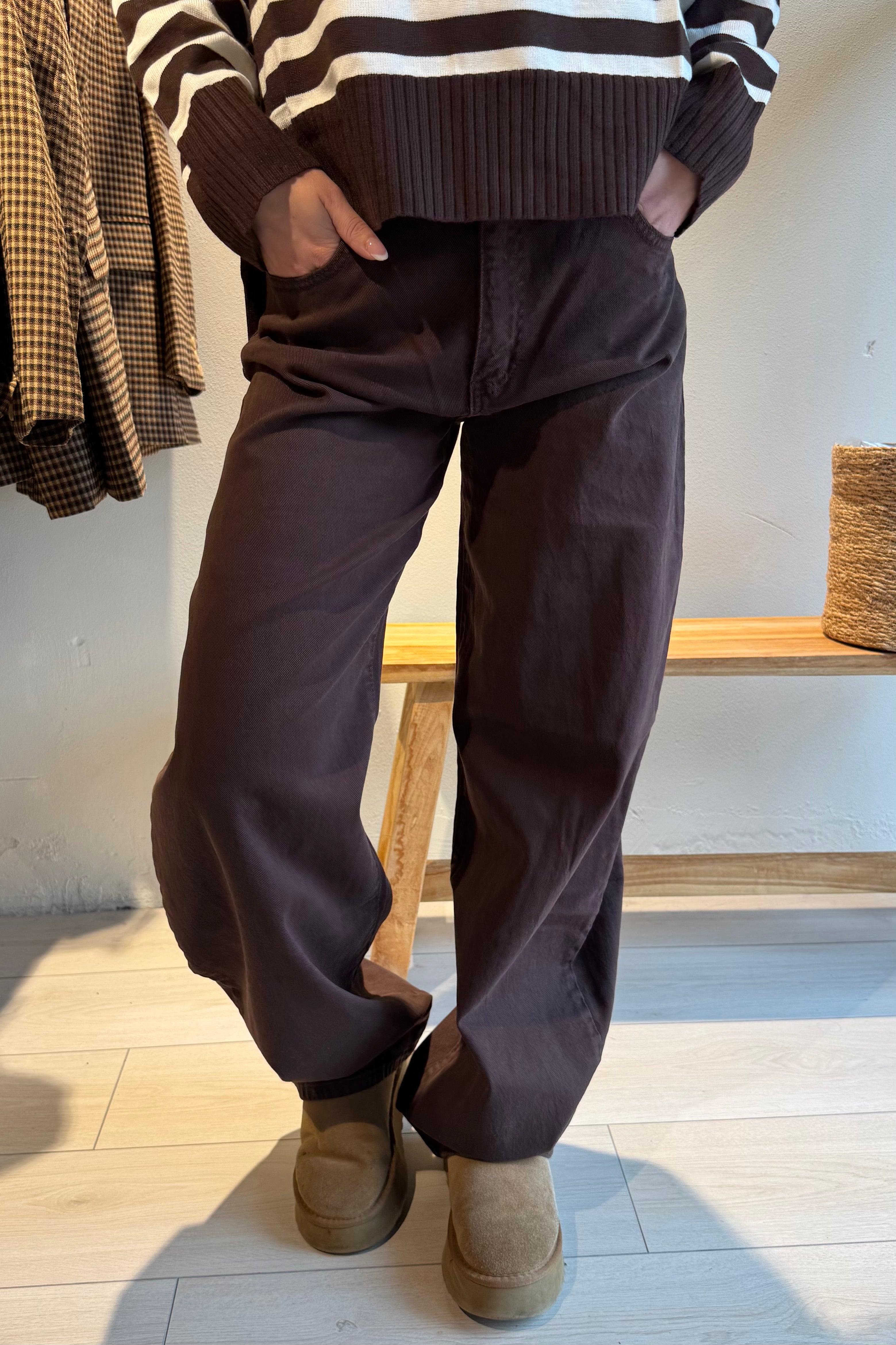 Joanna balloon jeans stretch bruin