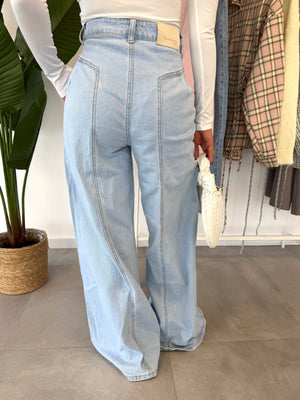 Fiora jeans – wijdvallende broek met subtiele streepdessin als detail, comfortabele pasvorm, achteraanzicht