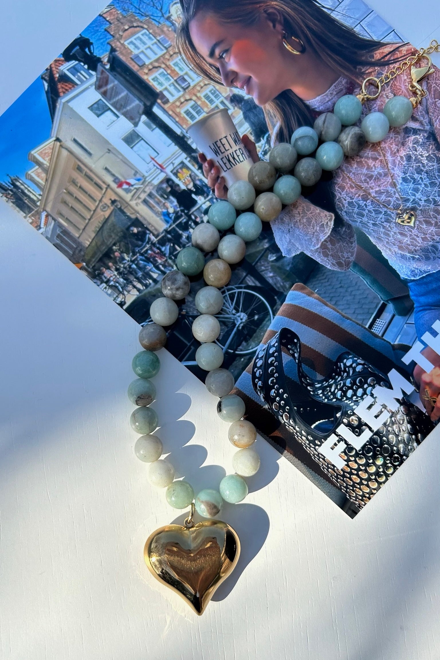 Parelketting turquoise + bedel