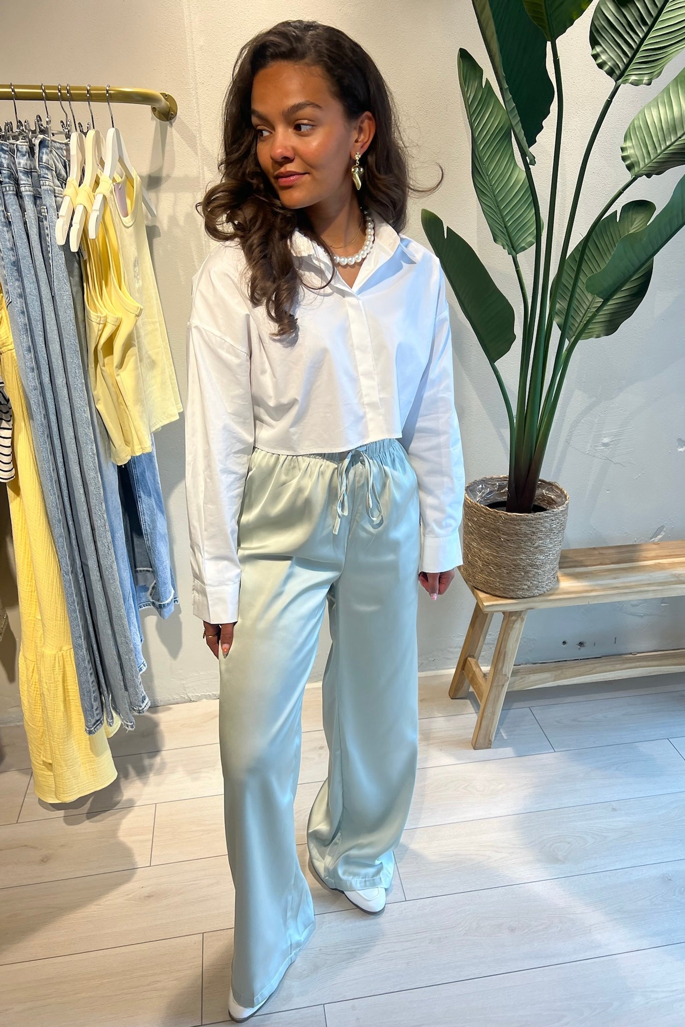 Satin pantalon mint