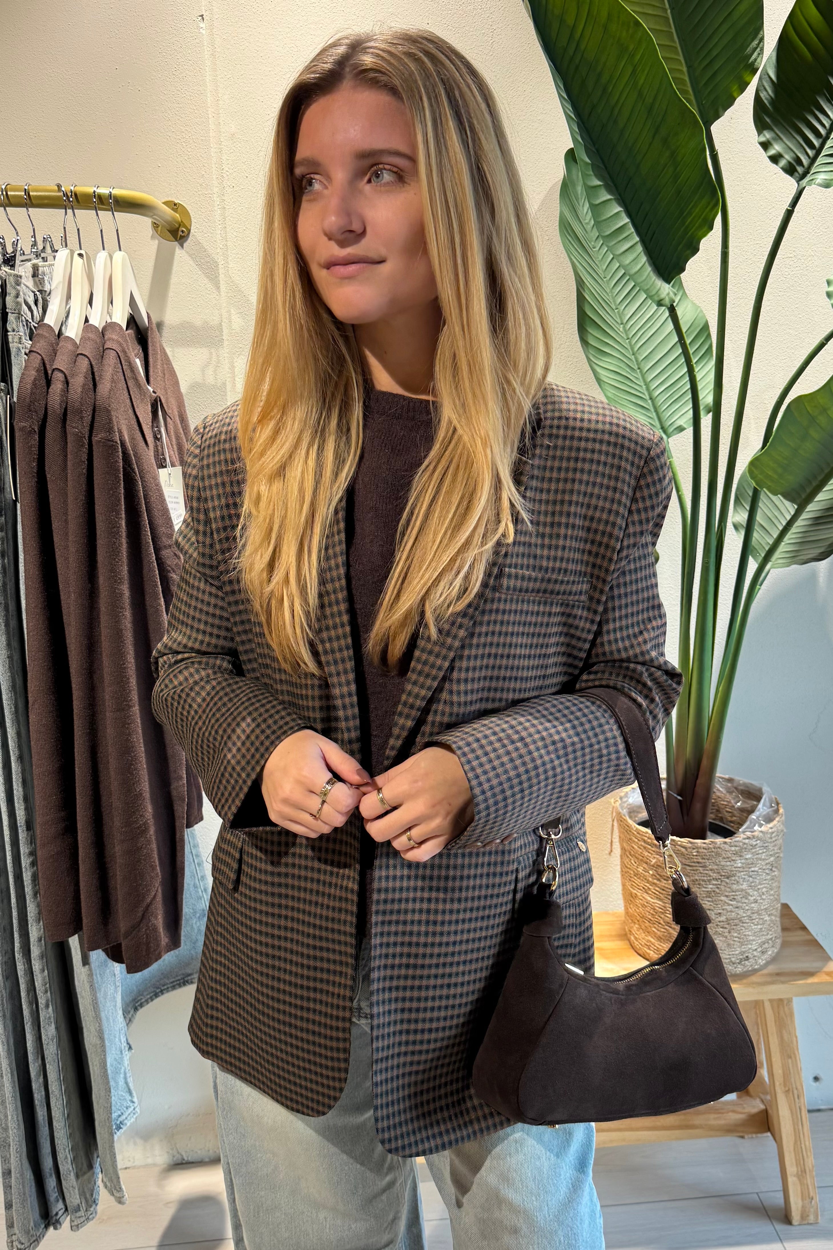 Bowie blazer brown grid