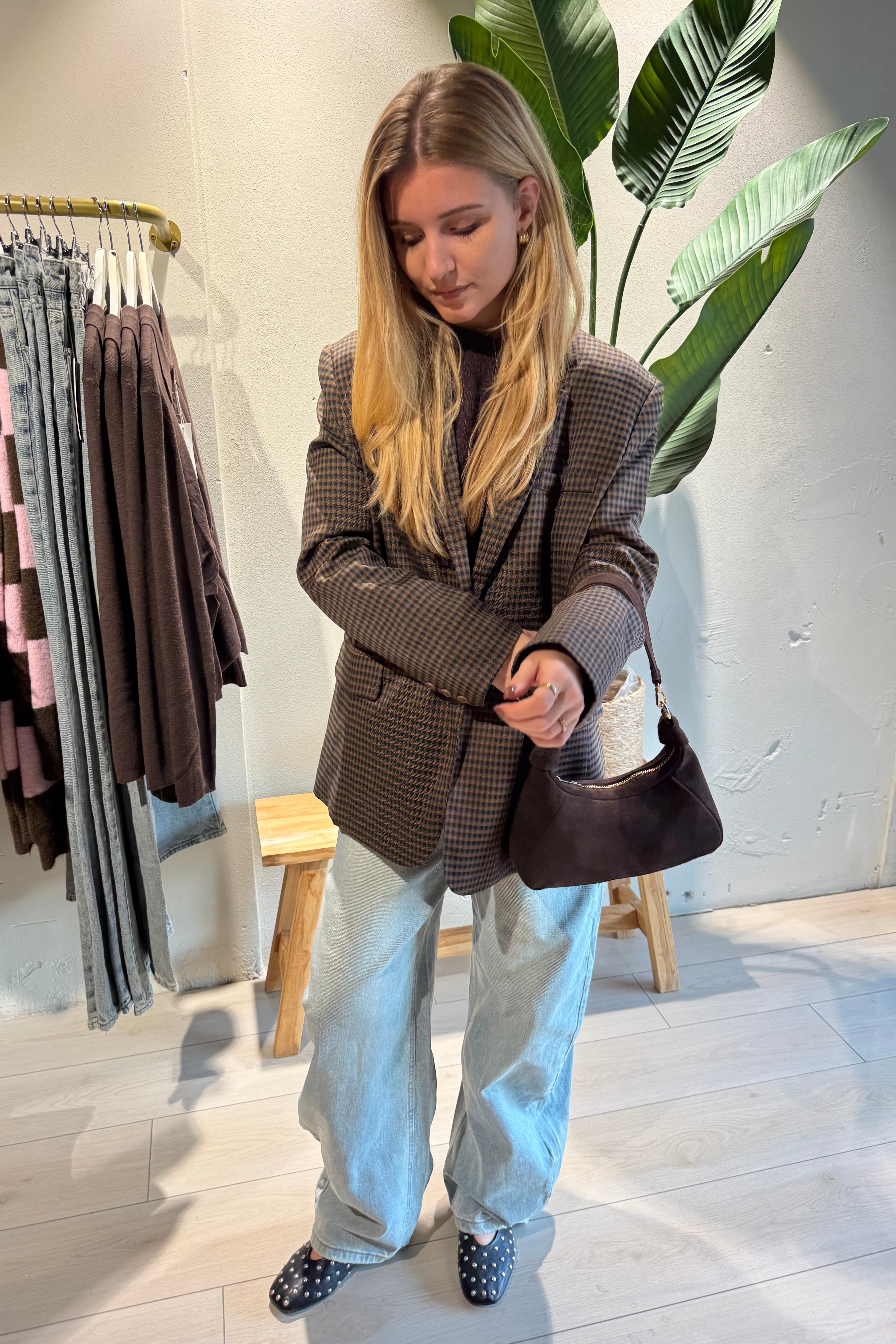 Bowie blazer brown grid