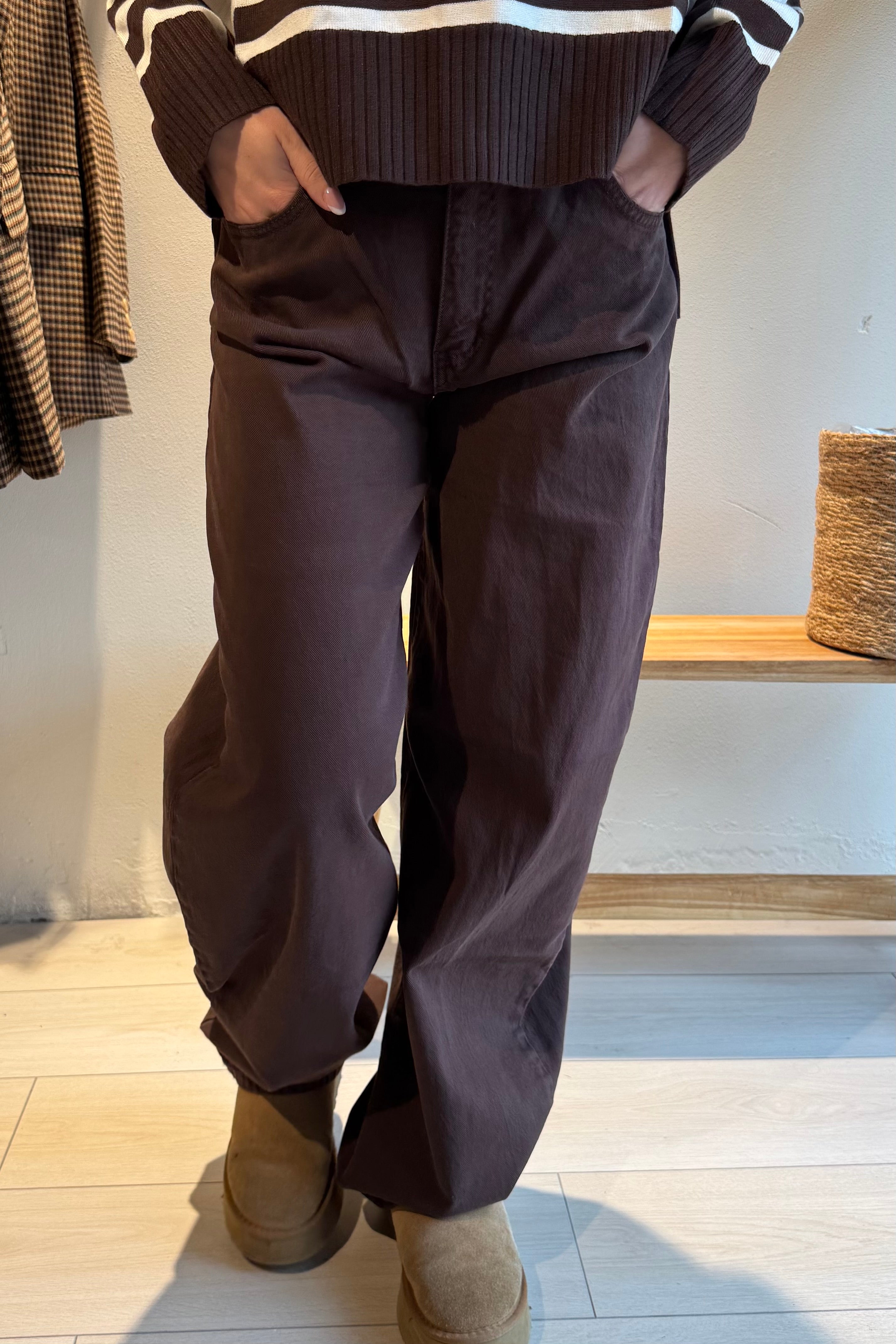 Joanna balloon jeans stretch bruin