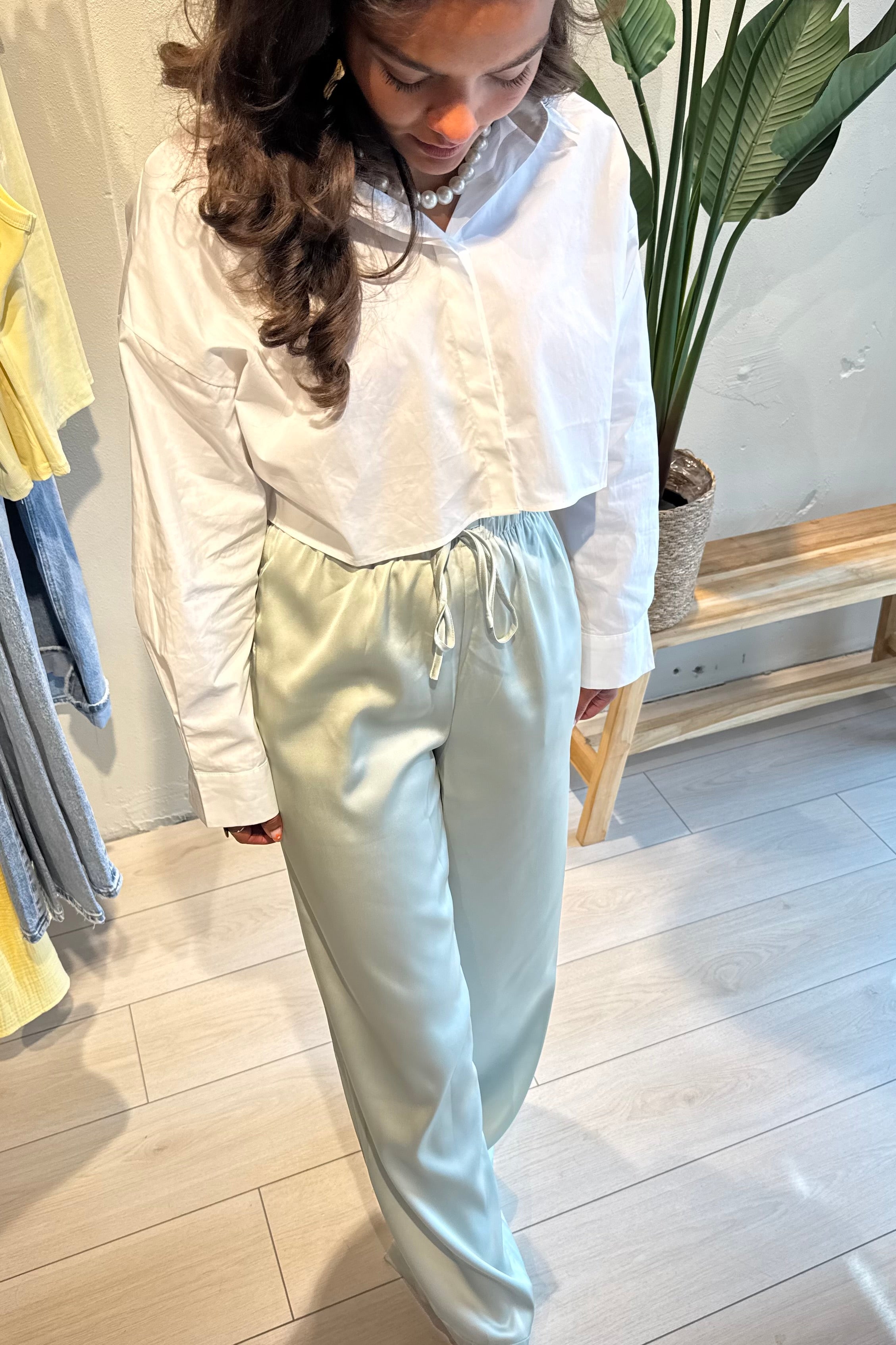 Satin pantalon mint
