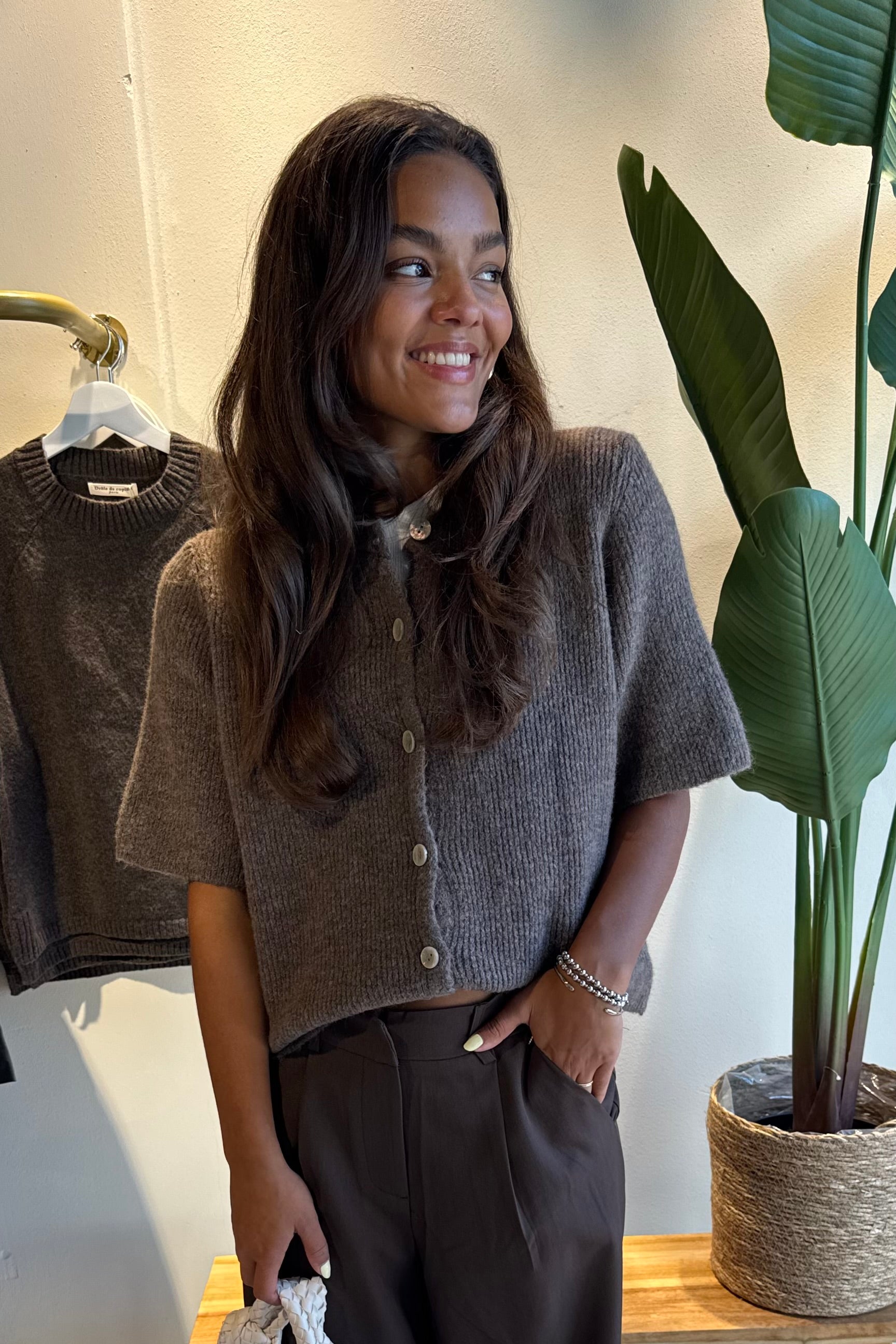 Elle vestje lichtbruin